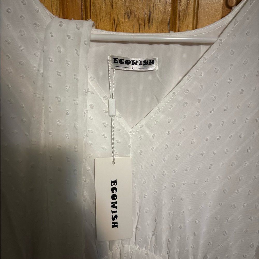 Wish White Textured Midi Dress - Picture 2 of 4